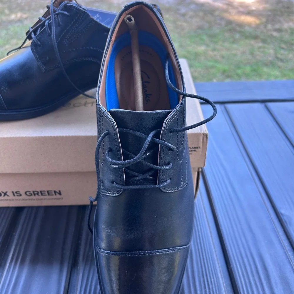 Clarks‎ Collection Whiddon Cap Black Leather Dress Shoes Men 11M Oxford US New - Picture 9 of 9
